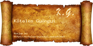 Köteles Gyöngyi névjegykártya